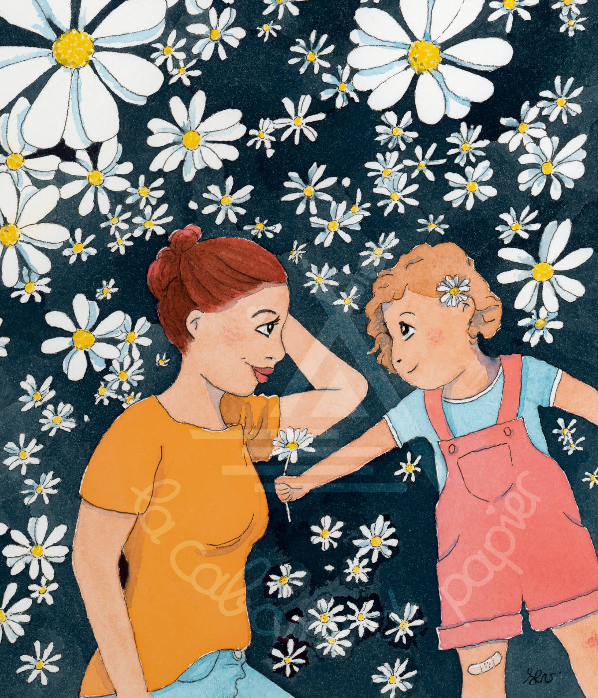 illustration fleurs fête des mères détail