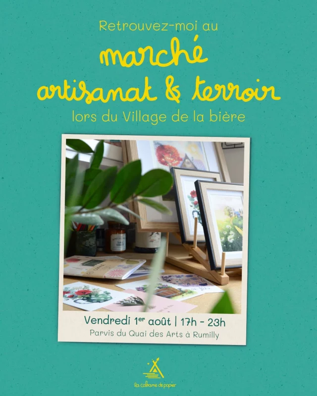 Je serai présente au Village de la bière à Rumilly ! 🍻

Venez me voir sur mon stand d’illustrations lors de cette soirée où vous pourrez aussi déguster des bières locales (et des softs), manger, danser, et passer un très bon moment entre amis ou en famille !

📍Village de la bière 
Vendredi 1er août | 17h - 23h
Parvis du Quai des Arts à Rumilly 

Organisé par @rumilly_albanais_tourisme 

#rumilly❤ #rumillyalbanais #carteflorale #villagedelabière #marchedecreateurs #papeteriecreative #illustratrice #papeteriepositive #papeteriefrancaise #lacabanedepapier